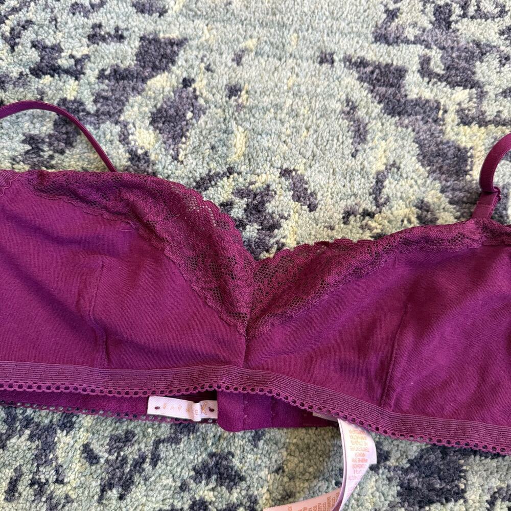 Savage x Fenty Wine Colored Lace Trim Bralette Lingerie Intimates | Size 4-6 - Picture 2 of 7